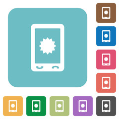 Mobile warranty rounded square flat icons