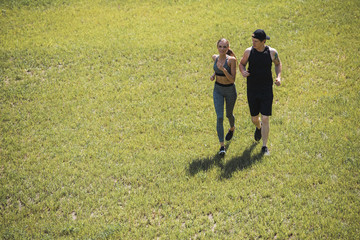couple jogging in park