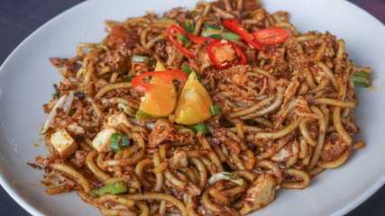 fried noodles on white plate