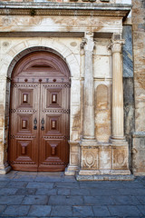 A beautiful wooden portal of a church