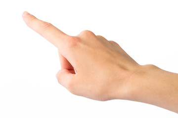 Human hand on white background