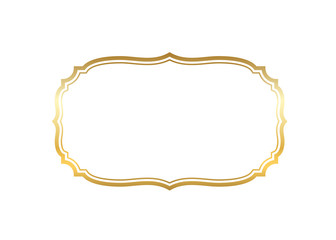 Gold frame. Beautiful simple golden design. Vintage style decorative border isolated white background. Elegant gold art frame. Empty copy space decoration, photo, banner Vector illustration