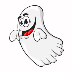 funny cartoon Ghost. the design of the character. vector illustration.