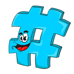 Obraz premium hashtag funny cartoon character design. vector illustration.
