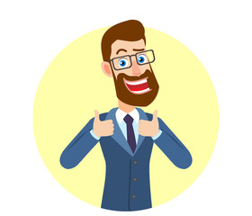 Hipster Businessman showing thumb up