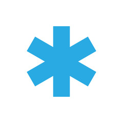 Obraz premium Snowflake icon. Blue silhouette snow flake sign, isolated on white background. Flat design. Symbol of winter, frozen, Christmas, New Year holiday. Graphic element decoration. Vector illustration