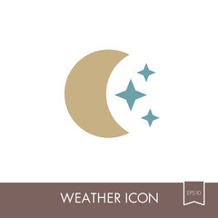 Moon and stars icon. Meteorology. Weather