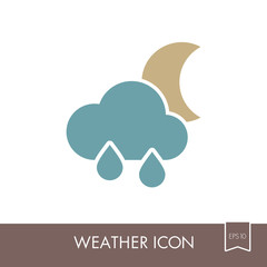 Rain Cloud Moon icon. Meteorology. Weather