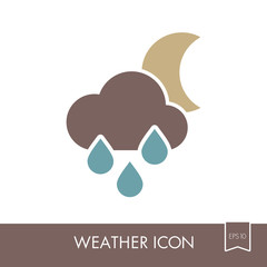 Rain Cloud Moon icon. Meteorology. Weather