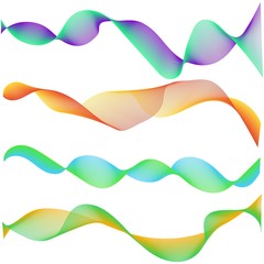 Multiple waves Abstract wavy stripes, Design elements created using Blend Tool. Vector Creative line art. graphic sound, contour  waveform soft track, colorful smoke
