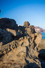 Volcanic rocks of Santorini island.
