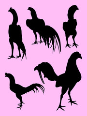 Roosters gesture silhouette 02. Good use for symbol, logo, web icon, mascot, sign, or any design you want.