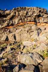 Volcanic rocks of Santorini island.