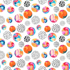 Foto op Plexiglas Aquarel cirkels eenvoudig naadloos patroon © Tanya Syrytsyna