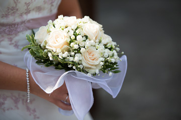 Wedding bouquet of white roses