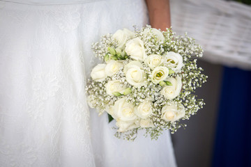Wedding bouquet of white roses