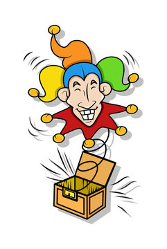 Funny Joker Face Toy Box Vector