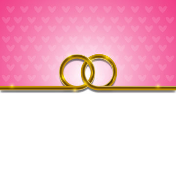 Wedding Background. Interlocked Wedding Rings. Golden Wedding Rings Vector.