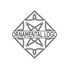 Vintage black geometrical linear vector frame, label for your logo. Vector illustration