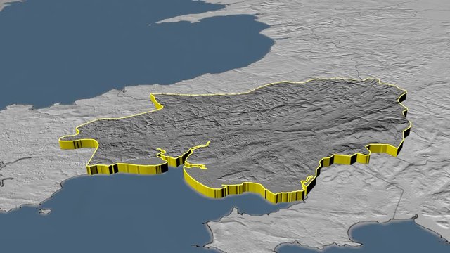 Carmarthenshire - United Kingdom Wales, region extruded. Bumps