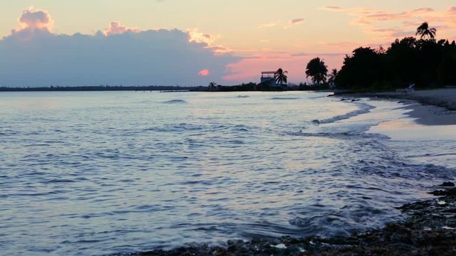 Sunset over the Caribbean Sea. Cuba.