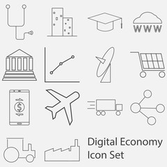 Digital Economy Icon set