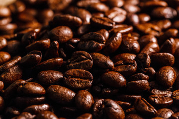 Close-up of brown coffee beans