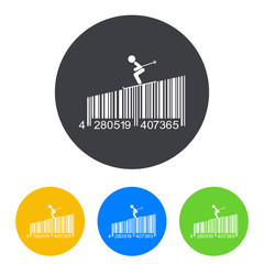 Icono plano codigo de barras esquiador en circulo varios colores