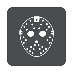 Icono plano mascara portero hockey en cuadrado gris