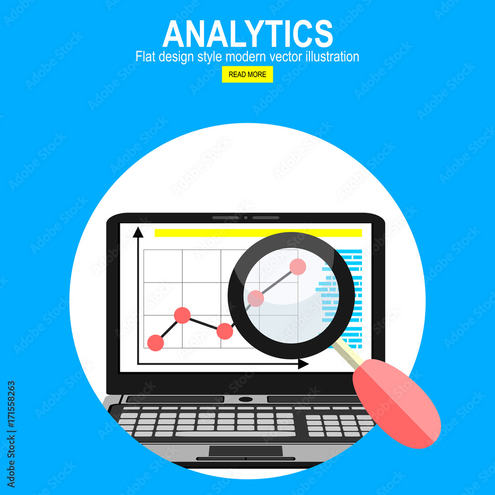 Poster vector modern flat design and analytics information and development website statistic.,business succ