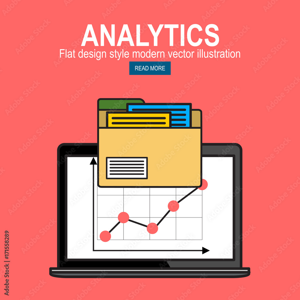 Aufkleber vector modern flat design and analytics information and development website statistic.,business succ