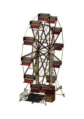 3D Rendering Carnival Ferris Wheel on White