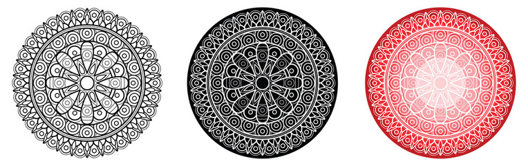 Geometry mandala with flower in centre for coloring book and your design. Round pattern.