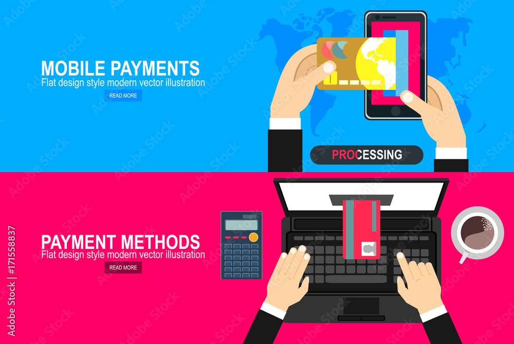 Aufkleber online payment.project management.mobile. payments from credit card on the screen.concepts for web b