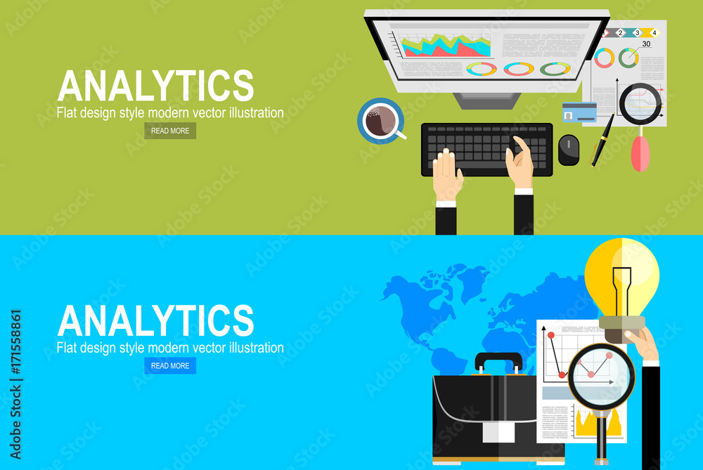 Aufkleber vector modern flat design and analytics information and development website statistic.,business succ