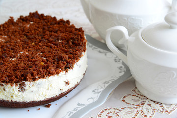 Homemade cake made from sour cream