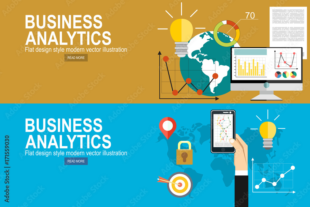 Aufkleber vector modern flat design and analytics information and development website statistic.,business succ