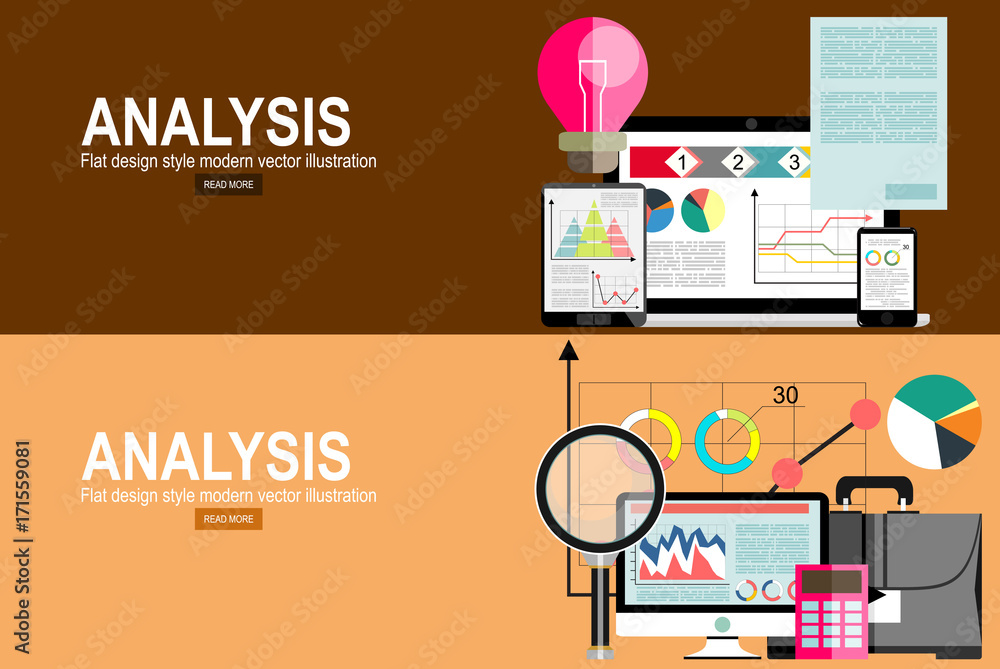Aufkleber vector modern flat design and analytics information and development website statistic.,business succ