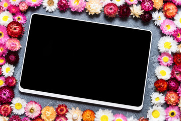 Digital tablet with floral decor