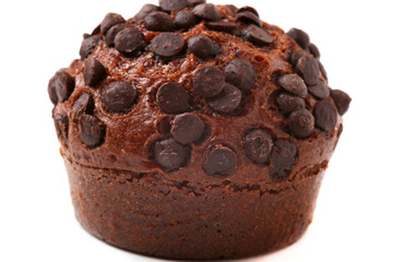 chocolate muffin on white background