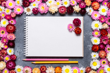 Spiral notebook with flower decor