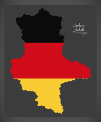 Sachsen-Anhalt map of Germany with German national flag illustration