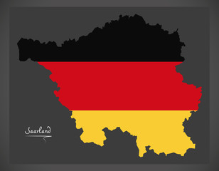 Saarland map of Germany with German national flag illustration