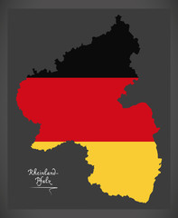 Rheinland-Pfalz map of Germany with German national flag illustration
