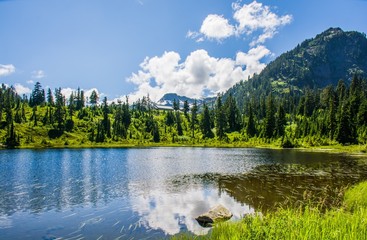 Reflection Mountains and Picture lake, North Cascades National Park ,Washington