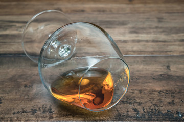 brandy on a wooden table