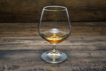 brandy on a wooden table