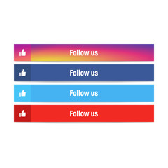 Different Follow us banners - stock vector. Vector illustration