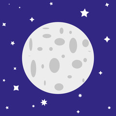 cartoon moon in the night sky
