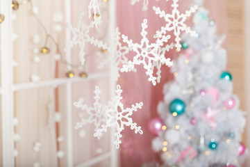Christmas pastel decorations in a studio